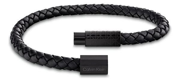 Černý kožený náramek Industrial Facets 35100088