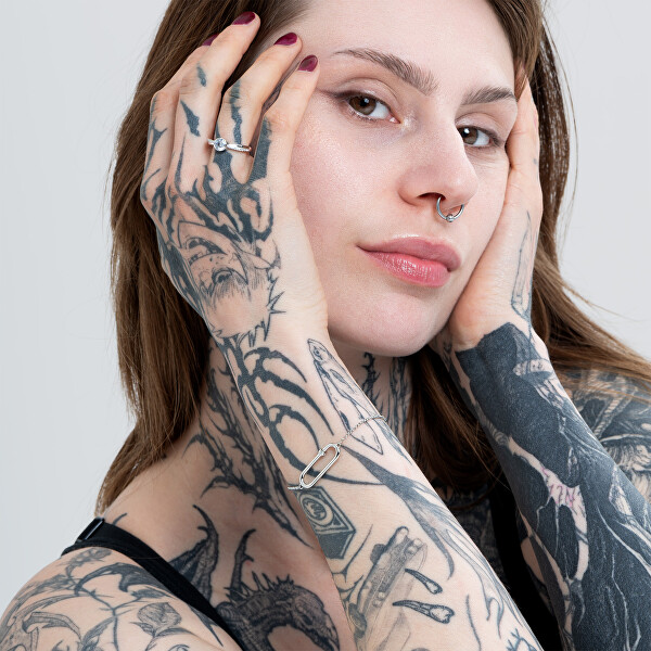 Jemný ocelový náramek s krystaly 35000183