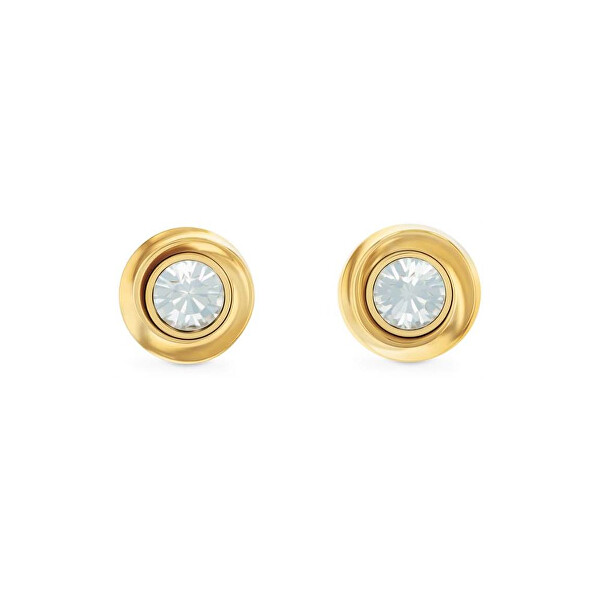 Cercei de lux placați cu aur cu cristale Twisted Bezel Solitaire 35000772