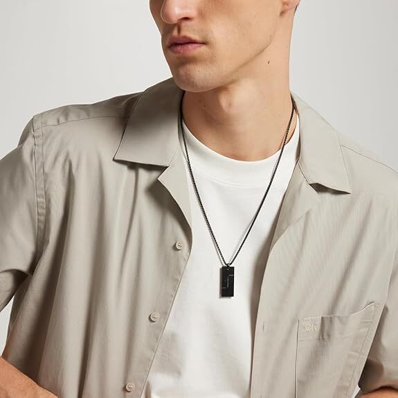 Moderní černý náhrdelník z oceli Iconic Id 35000059