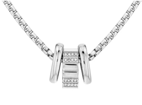 Moderní náhrdelník z oceli s krystaly 35000364