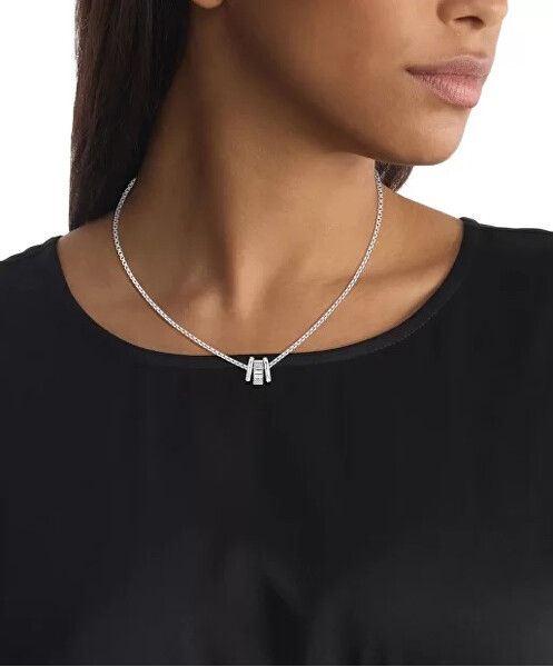Moderný náhrdelník z ocele s kryštálmi 35000364