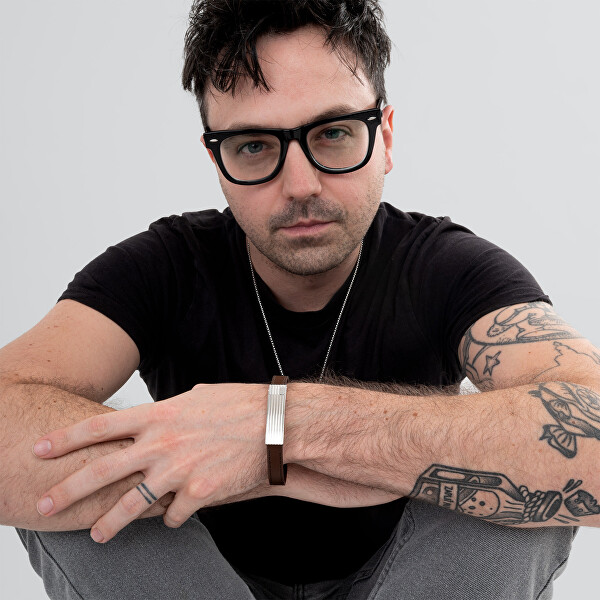 Moderní pánský náramek z černé kůže 35000270