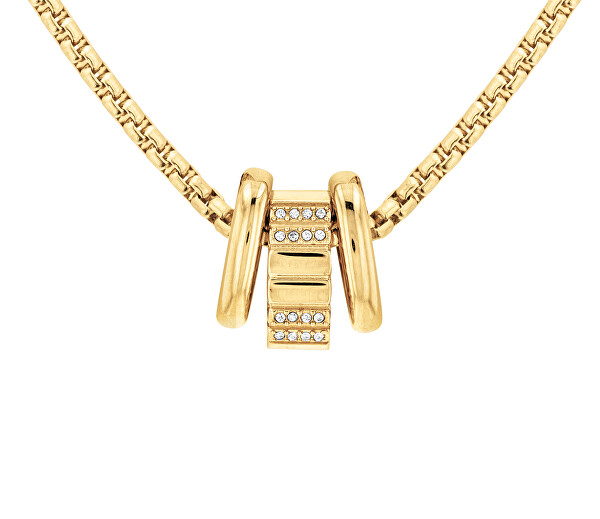 Collana moderna in acciaio placcato oro con cristalli 35000365