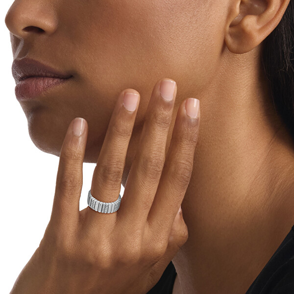 Módny oceľový prsteň s kryštálmi Minimalistic Metal 35000440