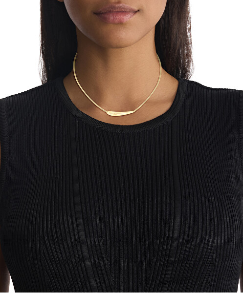 Colier delicat din oțel placat cu aur pentru femei Elongated Drops 35000339