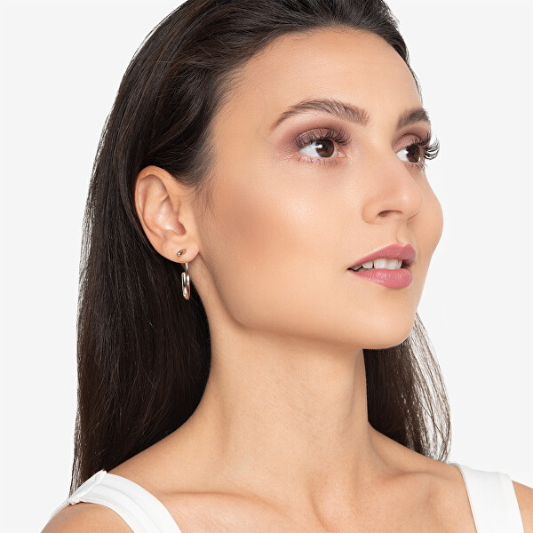 Oboustranné kruhové náušnice z oceli Elongated Drops 35000452