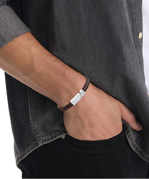 Bracciale da uomo in pelle marrone Electric 35100003