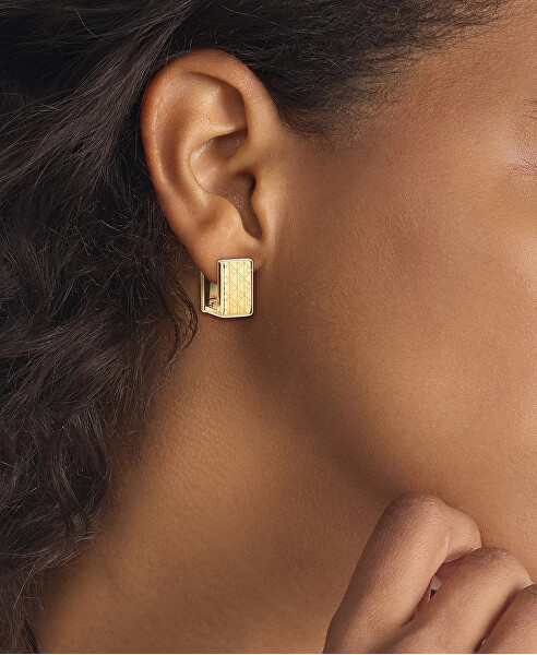 Pozlacené obdélníkové náušnice Iconic 35000890