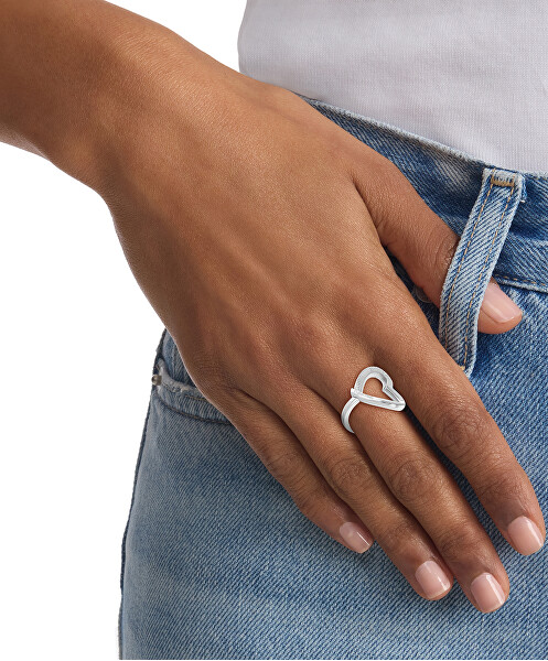 Romantický oceľový prsteň Heart 35000439