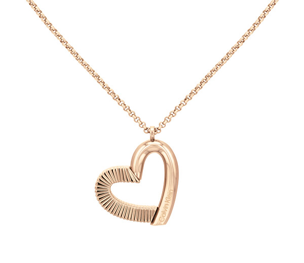 Slušivý bronzový náhrdelník se srdíčkem Minimalist Hearts 35000386