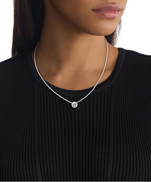 Nadčasový ocelový náhrdelník Twiste Bezel Solitaire 35000769