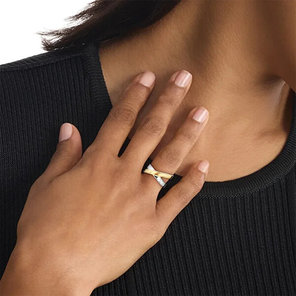 Stylový bicolor prsten z oceli Elliptical 35000854