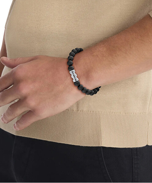 Stylový korálkový náramek pro muže s onyxem 35000104