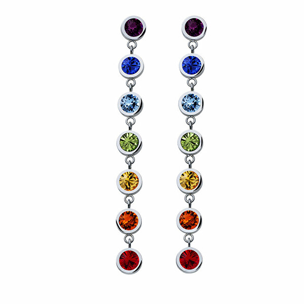 Hosszú fülbevaló színes kristályokkal Balance Post Chakra 42162.MUL.E