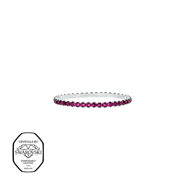 Elastický tenisový náramek s fuchsiovými Swarovski krystaly Aura 22270.DRO.E