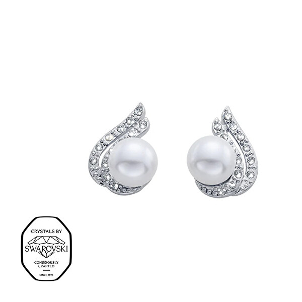 Elegantní perlové náušnice se Swarovski krystaly 42104.R