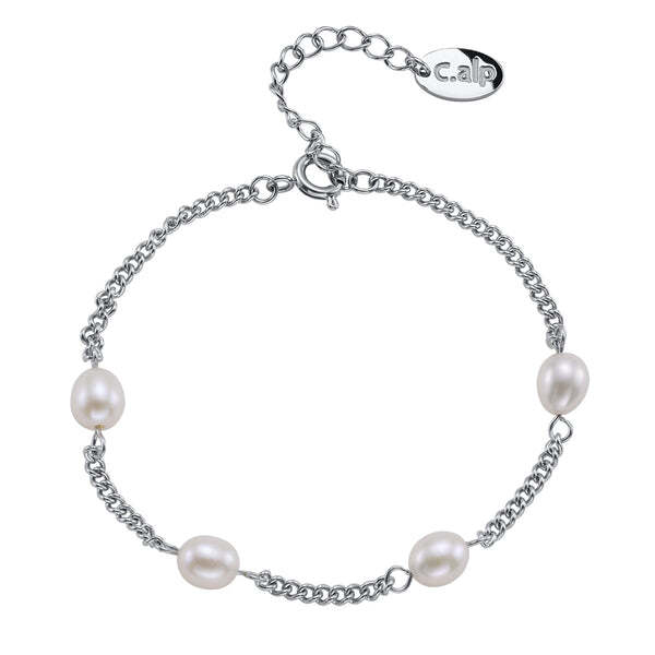 Elegante bracciale in acciaio con perle Tide Pearl 22243.E