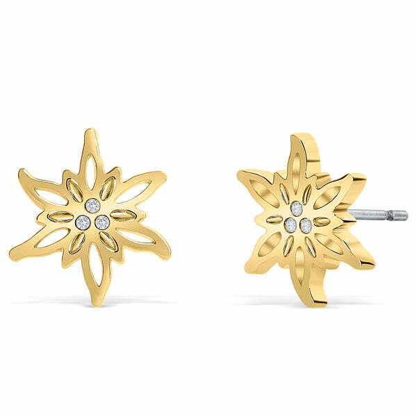 Eleganti orecchini placcati in oro Stella alpina con cristalli 40075.CRY.G