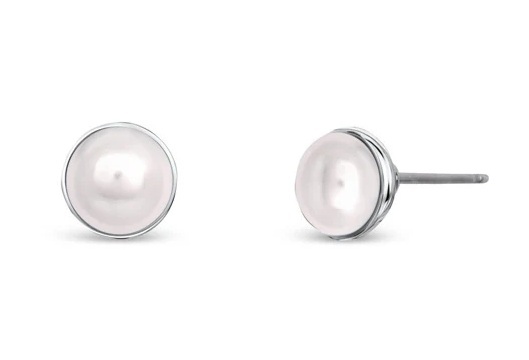 Něžné náušnice s perlou Half Pearl Mini 4607.WHI.R
