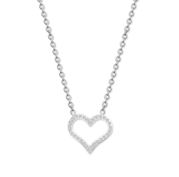 Romantikus acél nyaklánc kristályokkal Sparkling Heart 30449.E