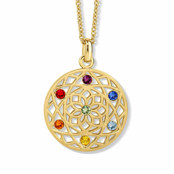 Stylový náhrdelník s krystaly Chakra Flower 30091.MLT.G