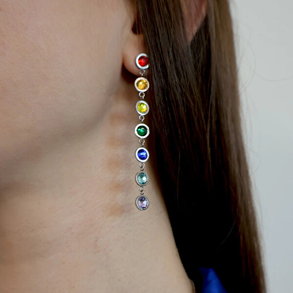 Dlouhé náušnice s barevnými krystaly Balance Post Chakra 42162.MUL.E