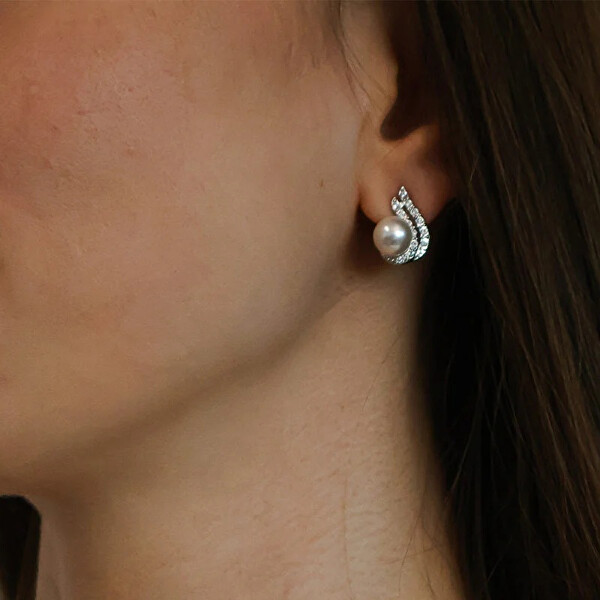 Elegantní perlové náušnice se Swarovski krystaly 42104.R