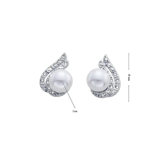 Elegantní perlové náušnice se Swarovski krystaly 42104.R