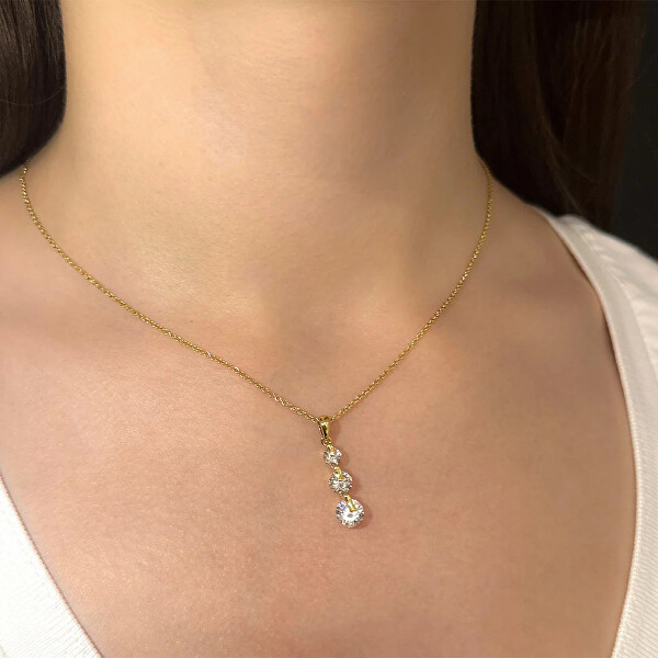 Elegantní pozlacený náhrdelník s krystaly Mood 32242.G