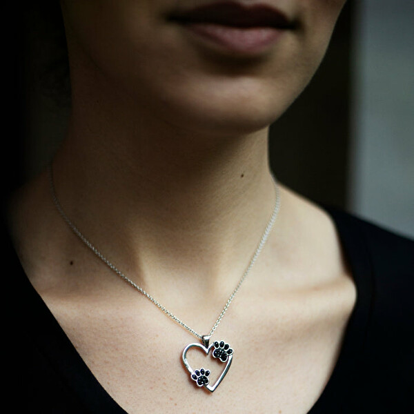 Hravý náhrdelník Srdce s labkami 30257.JET.R