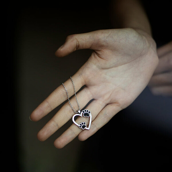 Hravý náhrdelník Srdce s labkami 30257.JET.R