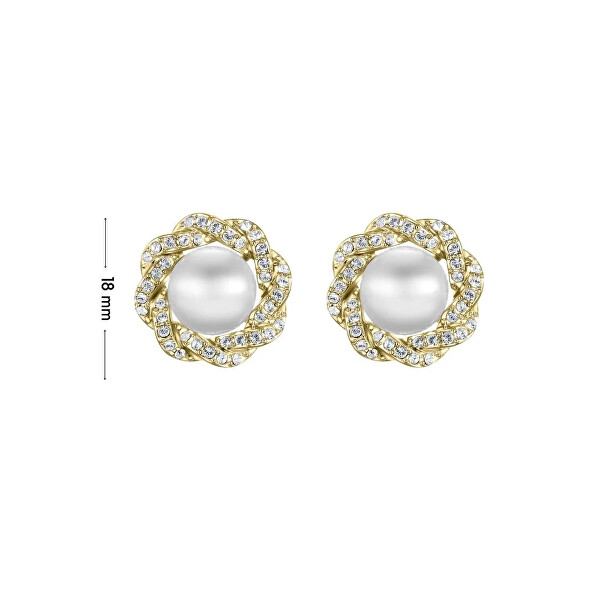Luxusní náušnice s krystaly a perlou Rich pearl 42310.R