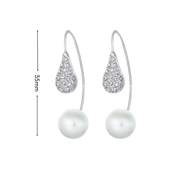 Moderní náušnice s krystaly Swarovski a perlou LuxePearl 42369.R