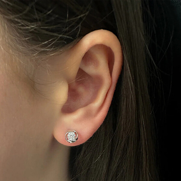 Moderní stříbrné náušnice pecky Outline 42207.WHI.S