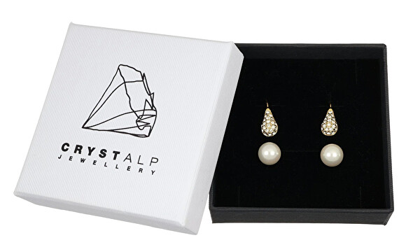 Moderní náušnice s krystaly Swarovski a perlou LuxePearl 42369.R