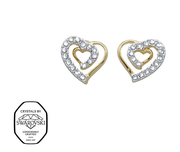 Nadčasové pozlacené náušnice se Swarovski krystaly Solitare 42113.G