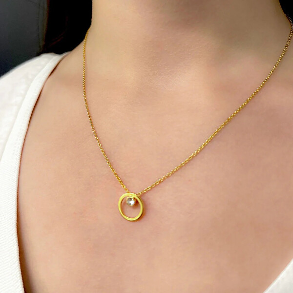 Nadčasový pozlacený náhrdelník se Swarovski krystalem Mirage 32215.G