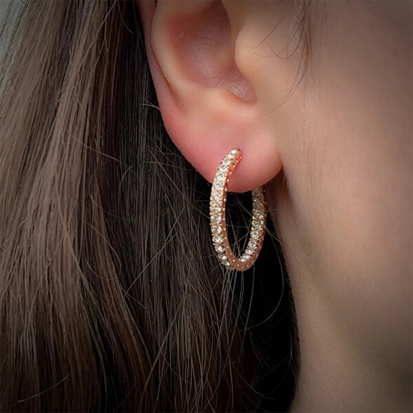 Pozlacené náušnice kruhy s krystaly Eva 40047.CRY.G