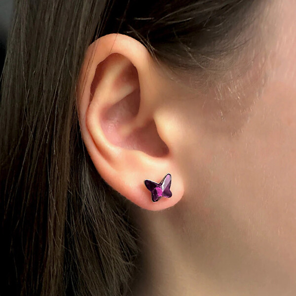 Půvabné stříbrné náušnice Motýlek 40337.AME.S