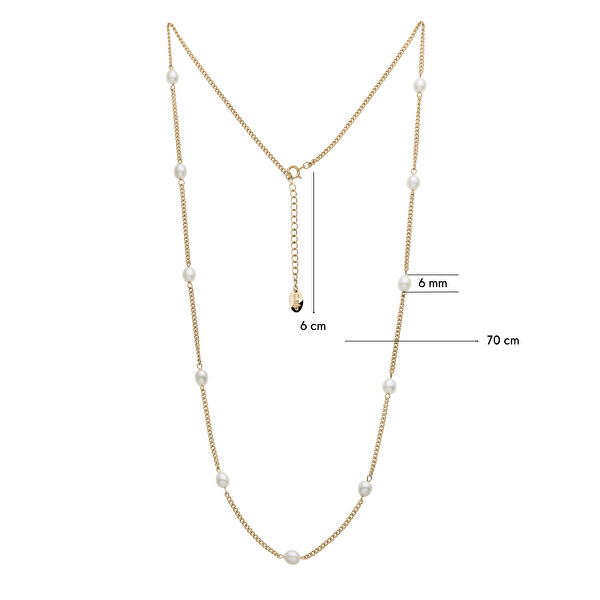 Pôvabný pozlátený náhrdelník s perlami Tide Pearl 12243.EG