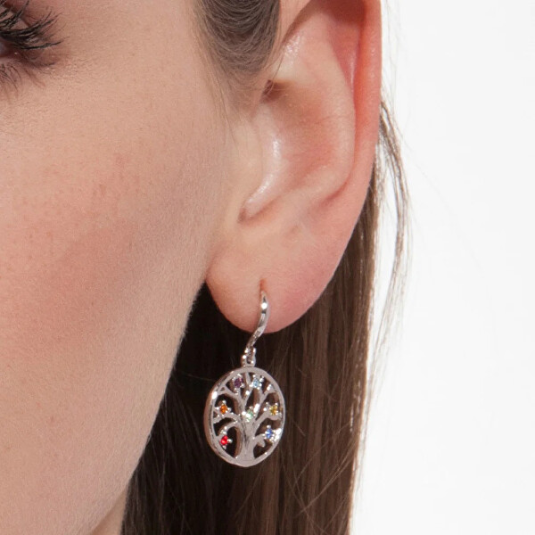 Slušivé náušnice s krystaly Chakra Tree of life 40093.MLT.R