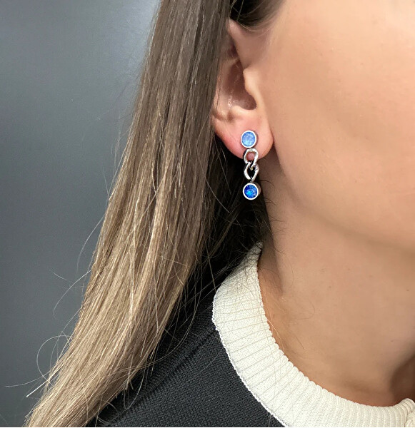 Slušivé náušnice se zelenými krystaly 42295.GRE.E