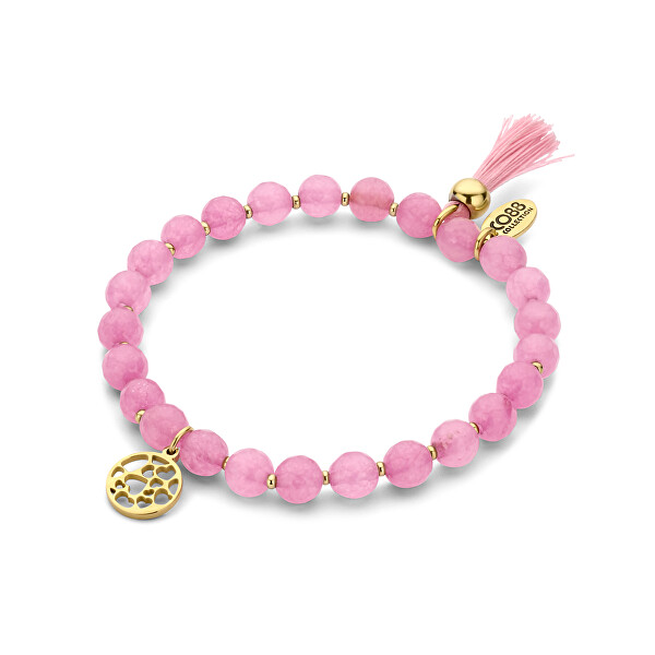 Bezauberndes Perlenarmband aus rosafarbenem Jadeit 865-180-090982-0000