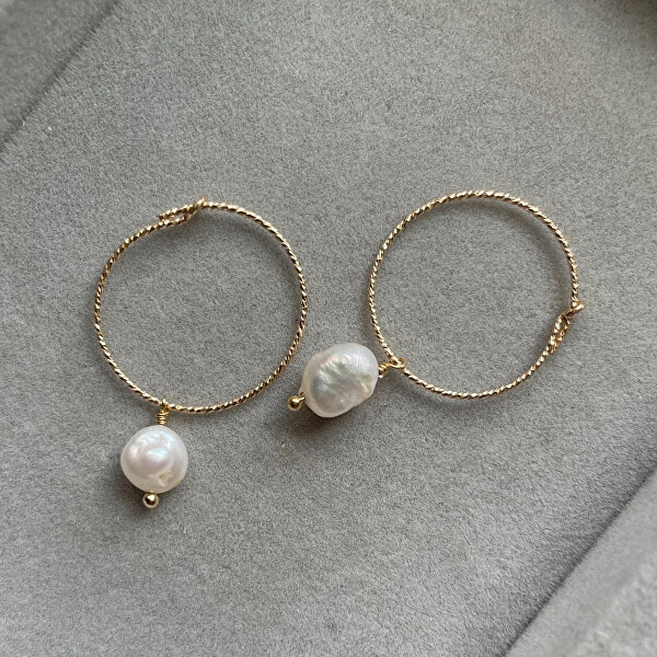 Bellissimi orecchini placcati in oro con perle autentiche 2in1 Sea