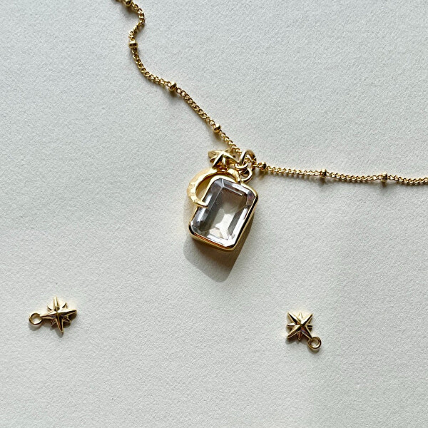 Krásny pozlátený náhrdelník s kremeňom