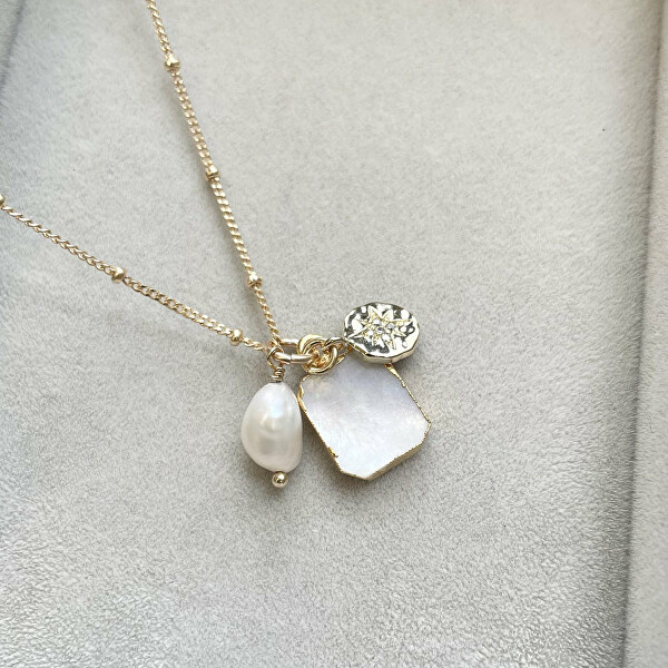 Módny pozlátený náhrdelník s pravou perlou