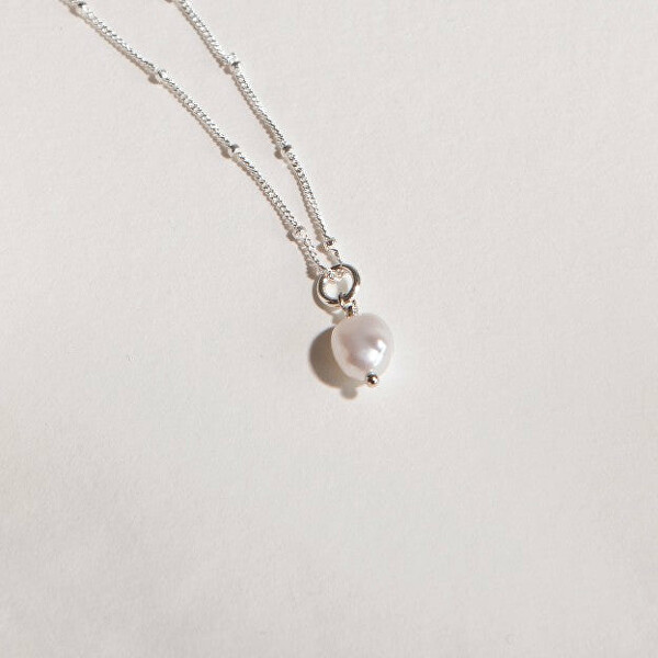 Pandantiv delicat cu o perlă autentică + lănțișor de argint cadou