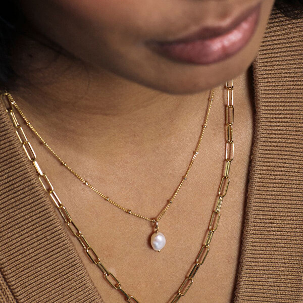 Něžný pozlacený náhrdelník s pravou perlou Sea