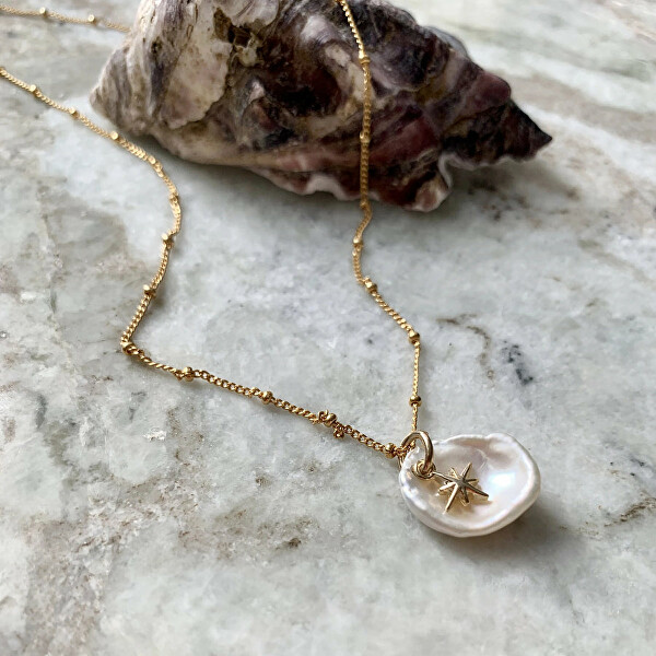 Prekrásny pozlátený náhrdelník Perla a hviezda Sea